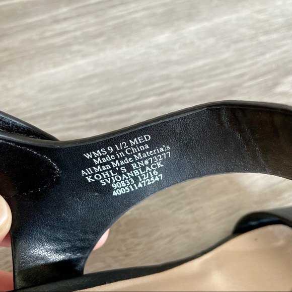 Simply Vera Wang Open Toe Heels Joan Size 9.5 Classic Black Block Heel Sandal - Picture 6 of 9